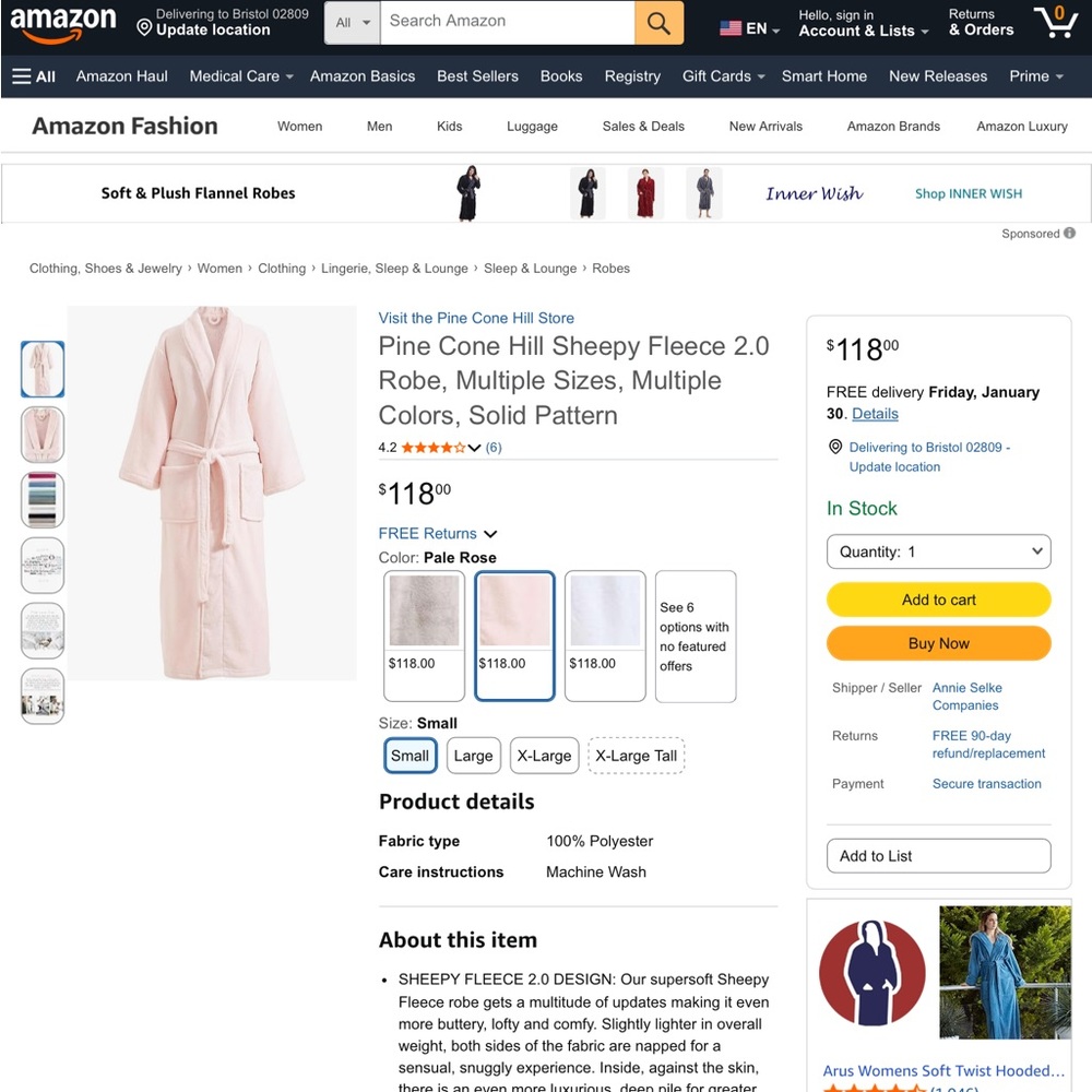 Pine Cone Hill Soft Pink Robe - Picture 6 of 6